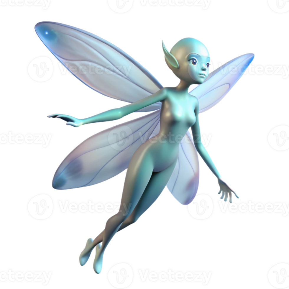 elegant modern A graceful sylph with translucent wings, floating on the wind. Airy style, soft lighting detailed png
