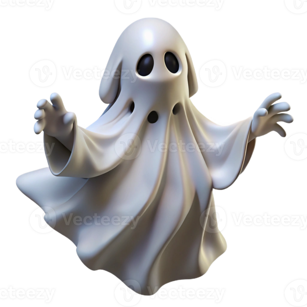 dramatic abstract A spectral ghost with flowing white robes, drifting through the air. Horror style, dim lighting premium png