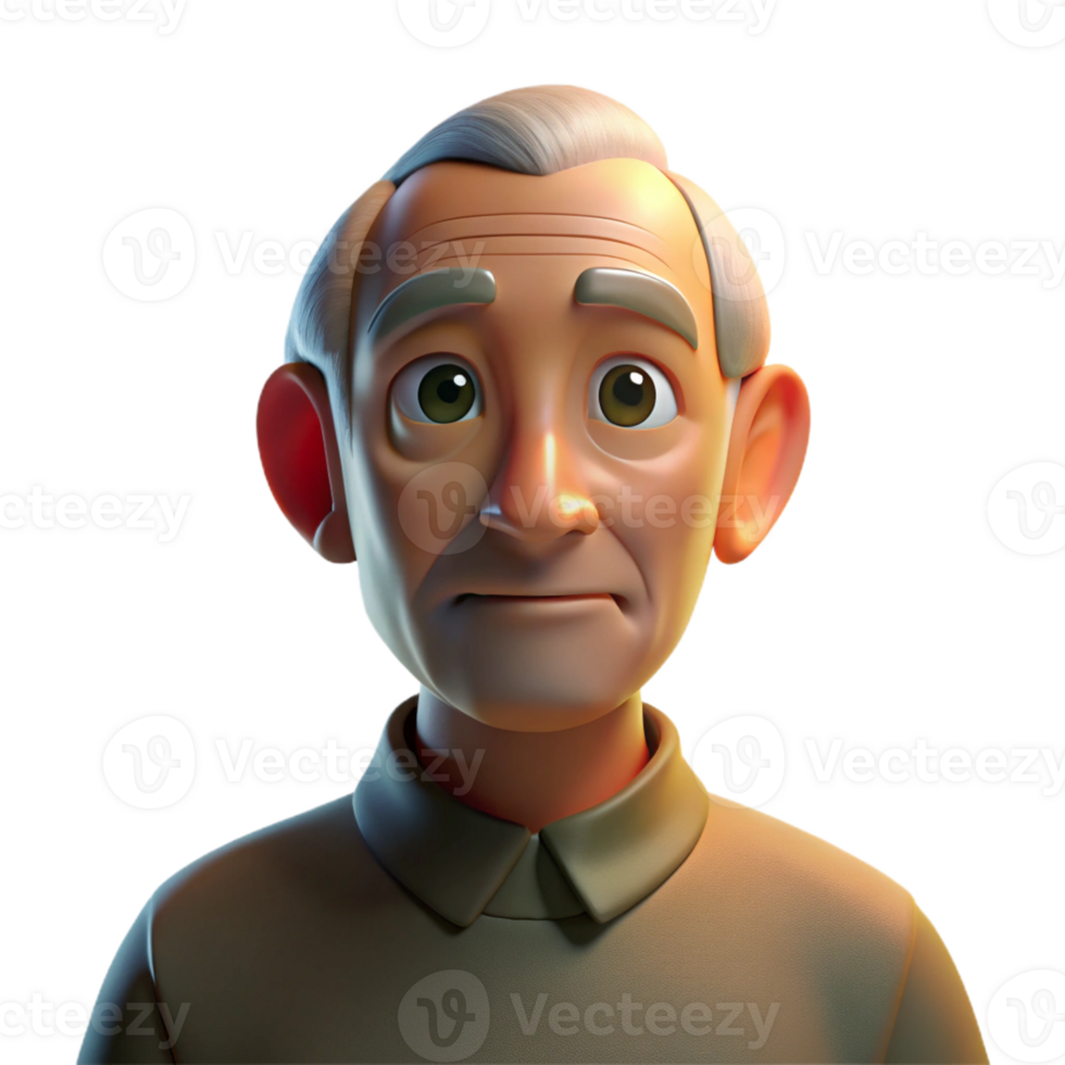 beautiful artistic Portrait of an elderly man with deep wrinkles and a thoughtful expression, lit by a single spotlight from above, in a chiaroscuro style high quality png