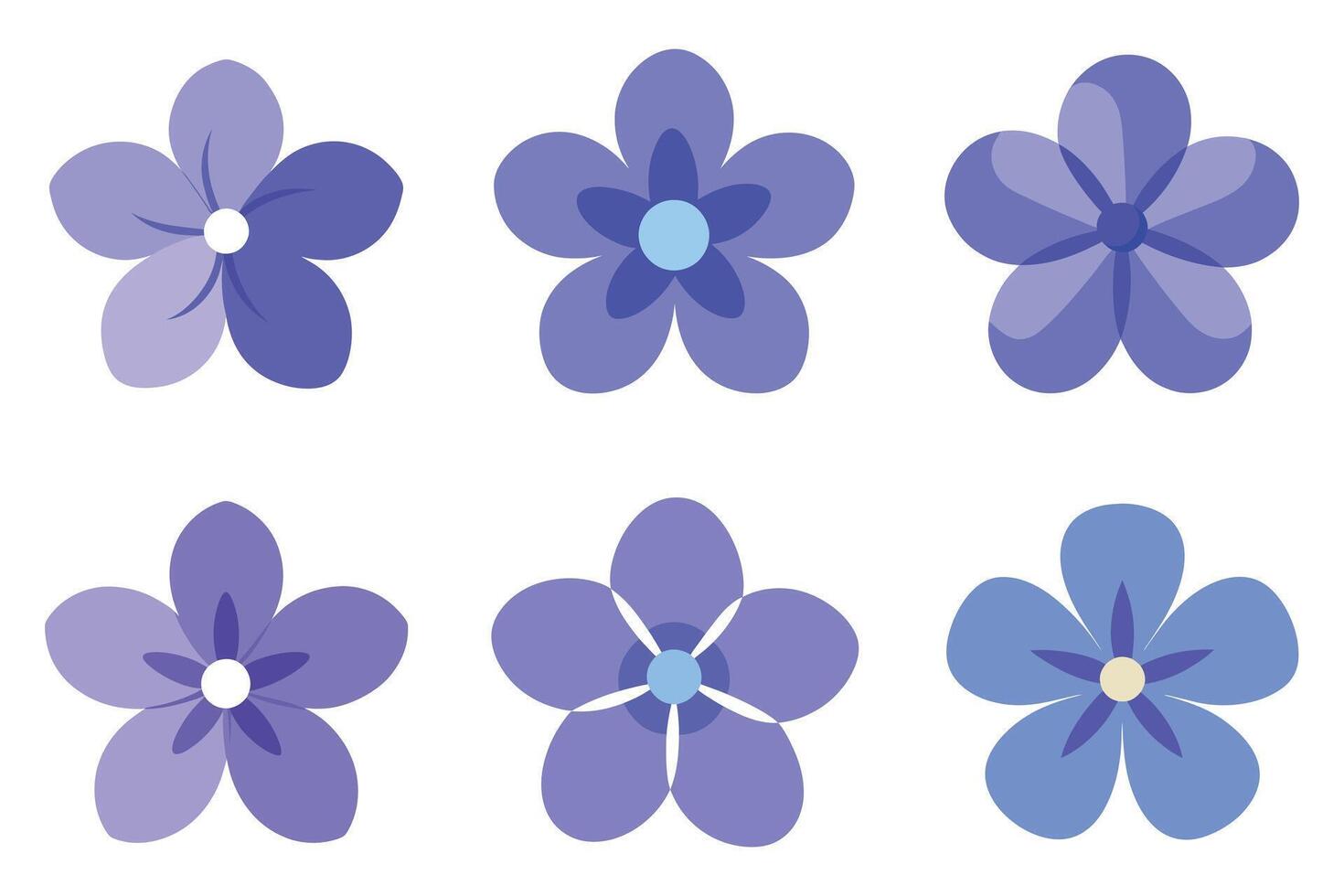 Set of Vibrant, Shades of Purple Flowers vector