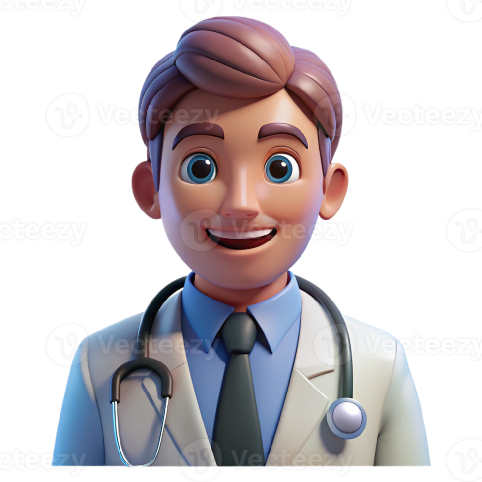 magnificent abstract Portrait of a doctor with a stethoscope and a compassionate expression, lit by cool hospital lights, in a medical illustration style detailed png