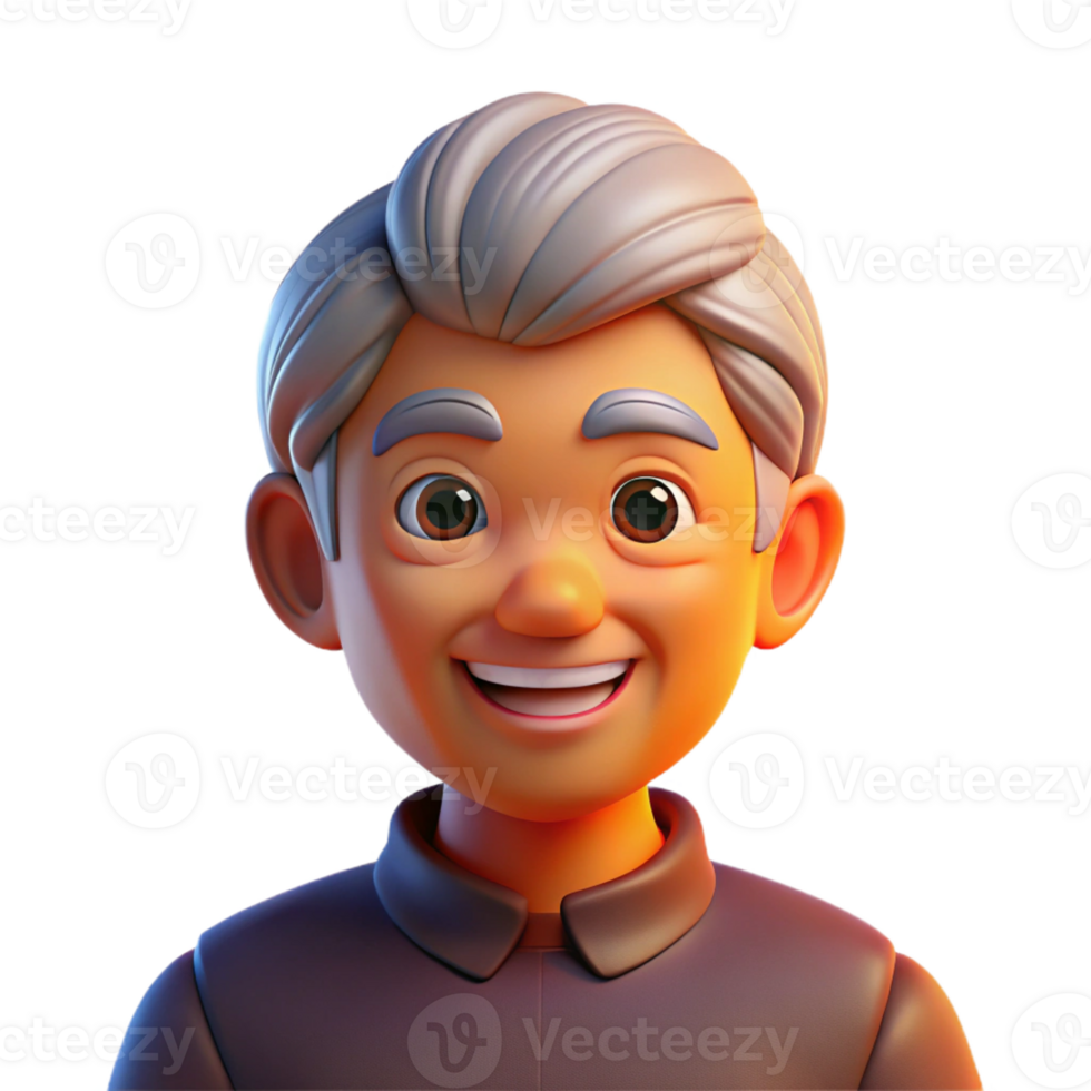 wonderful classic Portrait of a grandparent with a kind smile and twinkling eyes, lit by warm firelight, in a family portrait style 4K png