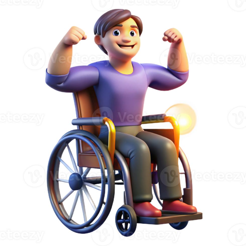 impressive traditional Portrait of a person in wheelchair, highlighting their strength and resilience, lit by dynamic, empowering light, in a documentary photography style exclusive png