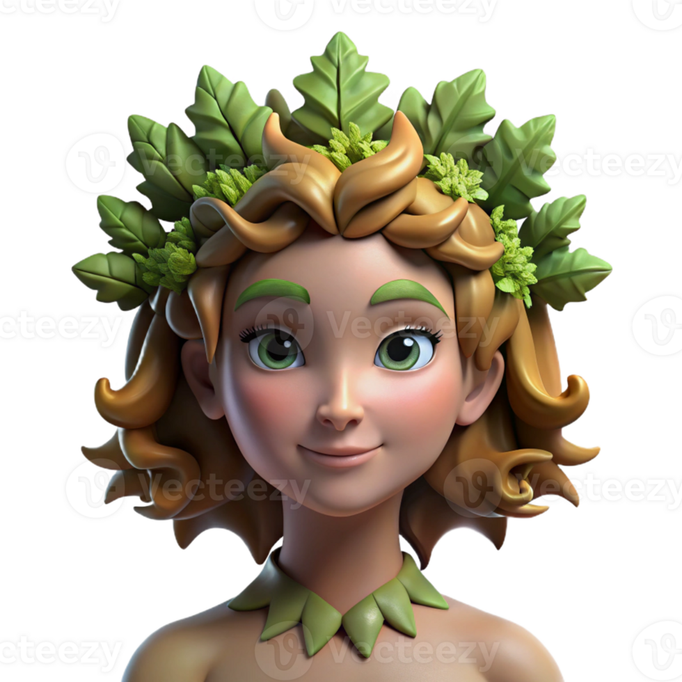 serene artistic A beautiful dryad with skin of bark and hair of leaves, emerging from a giant oak tree, bathed in dappled sunlight. Pre-Raphaelite style exclusive png
