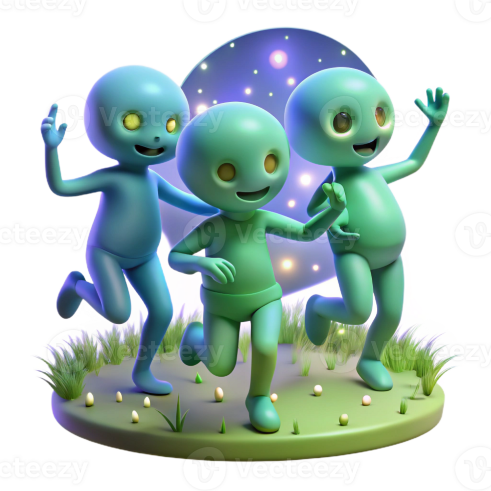 beautiful contemporary A group of playful sprites dancing in a moonlit meadow, their bodies radiating a soft, bioluminescent glow. Dreamlike art style premium png