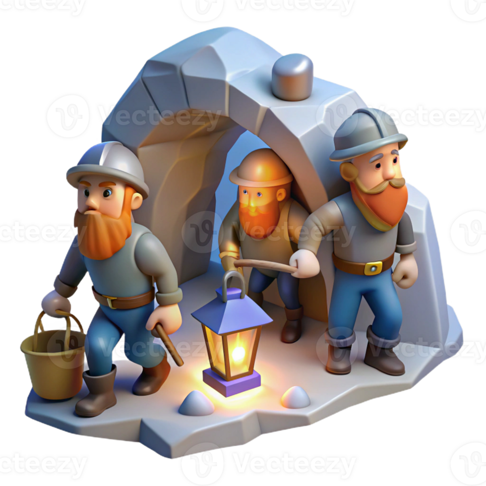 stunning minimalist A Group of Dwarves Mining for Gems in a high resolution png