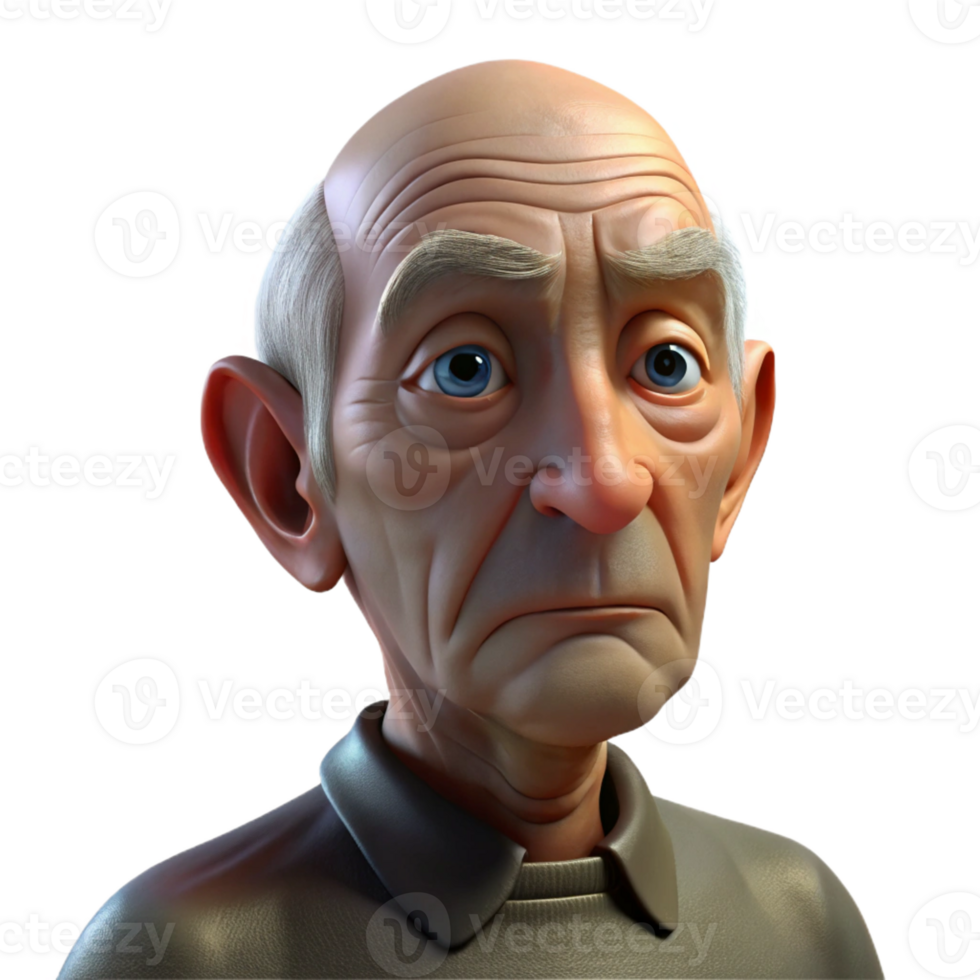 serene rustic Close Up Portrait of an Elderly Man with detailed png