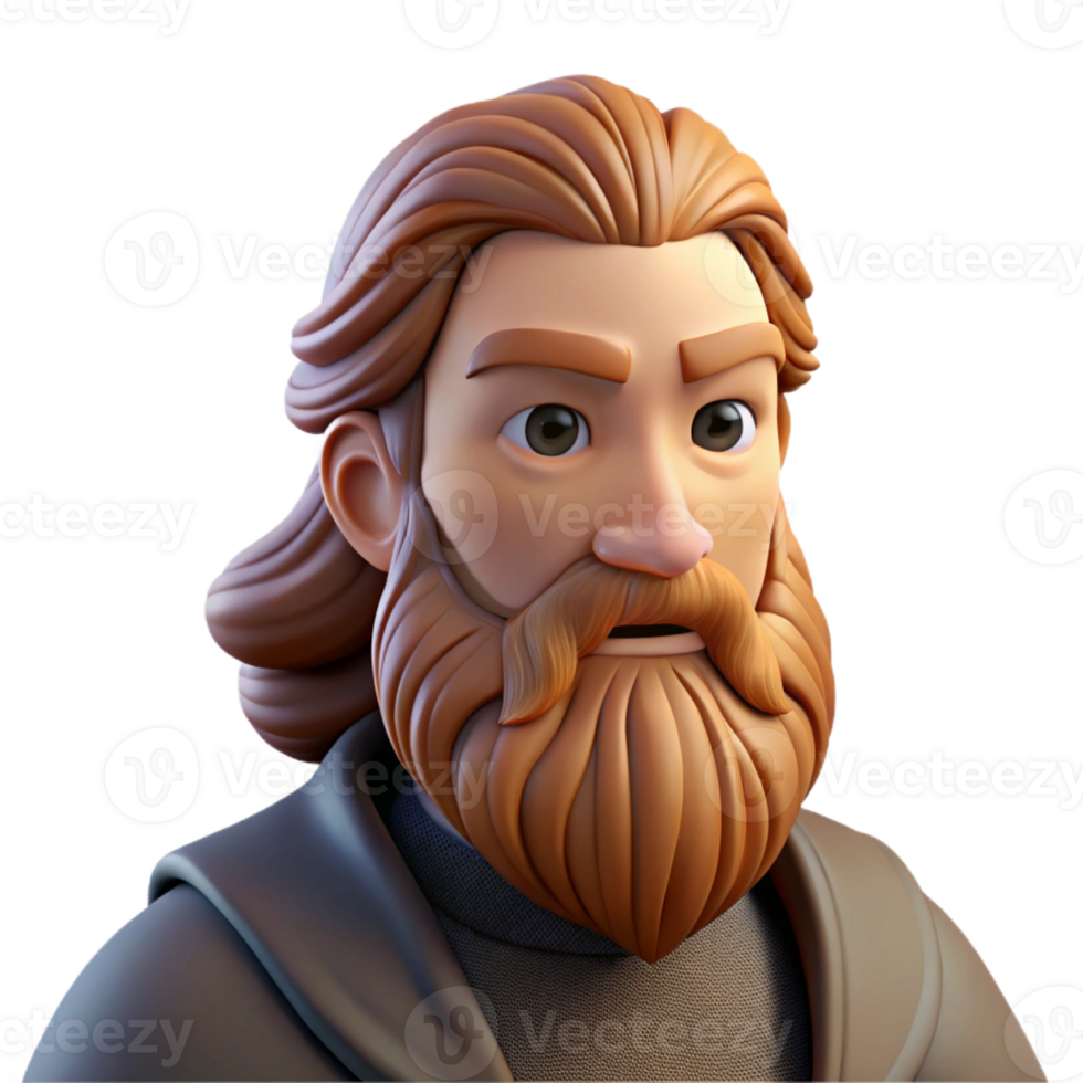 extraordinary abstract Portrait of a man with a long, flowing beard and a stern expression, lit by a dramatic chiaroscuro light, in the style of a Renaissance painting genuine png