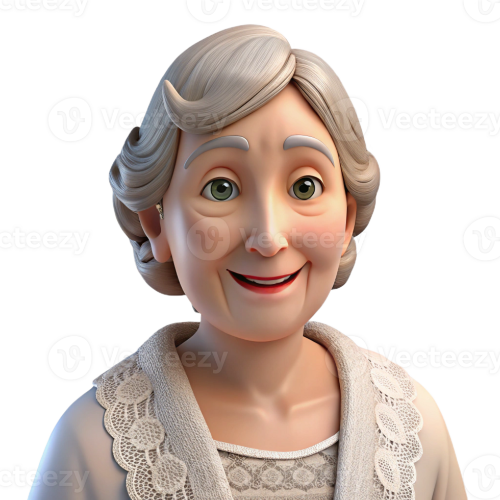 wonderful vintage Portrait of an elderly woman with a kind smile and a lace shawl, lit by soft, diffused light, in a vintage photographic style high quality png