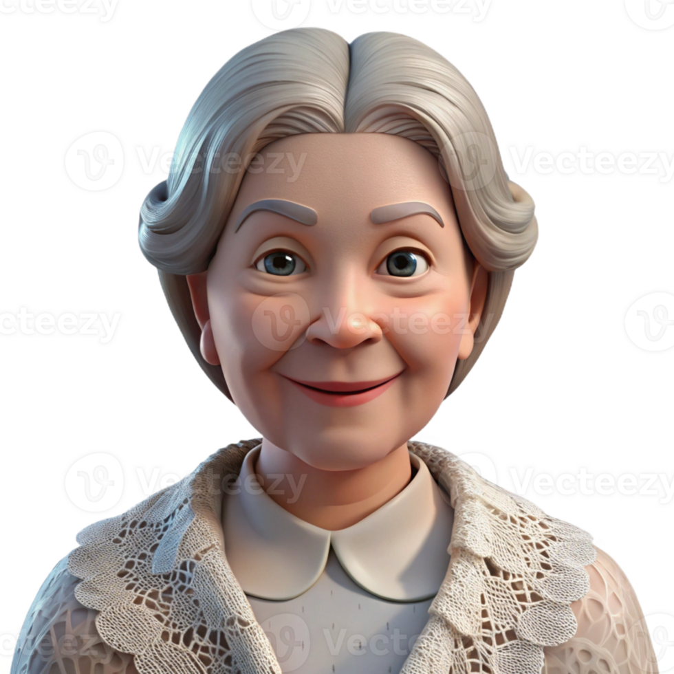 stunning modern Portrait of an elderly woman with a kind smile and a lace shawl, lit by soft, diffused light, in a vintage photographic style professional png