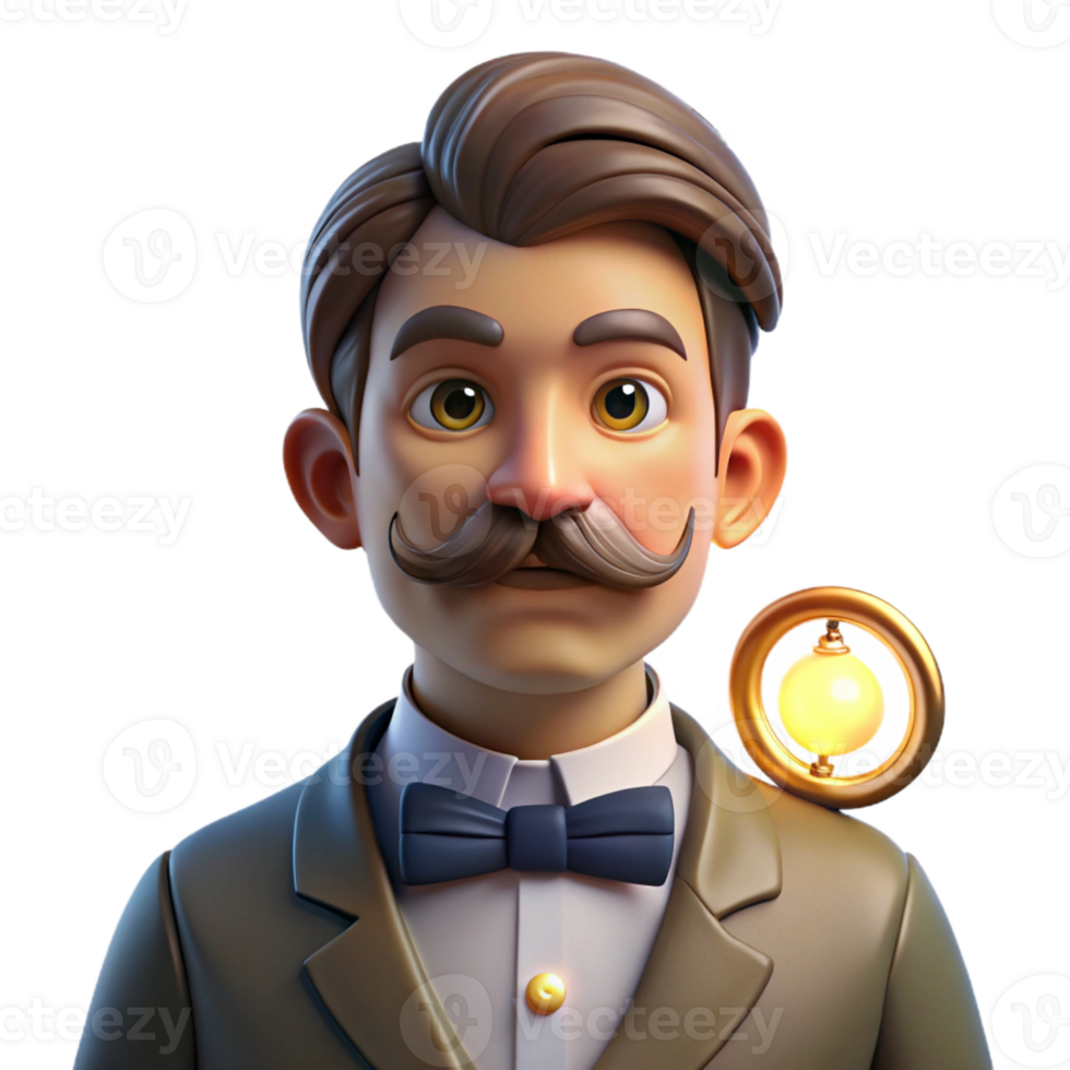magnificent artistic Portrait of a man with a handlebar mustache and a monocle, lit by warm, candlelight, in a Victorian style genuine png