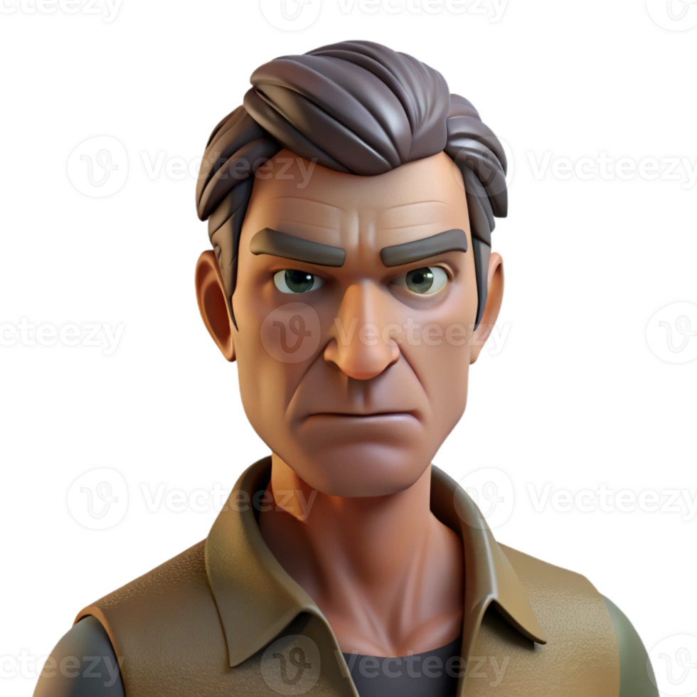 elegant traditional Portrait of a man with a rugged, weathered face and a determined expression, lit by harsh sunlight, in a Western style exclusive png