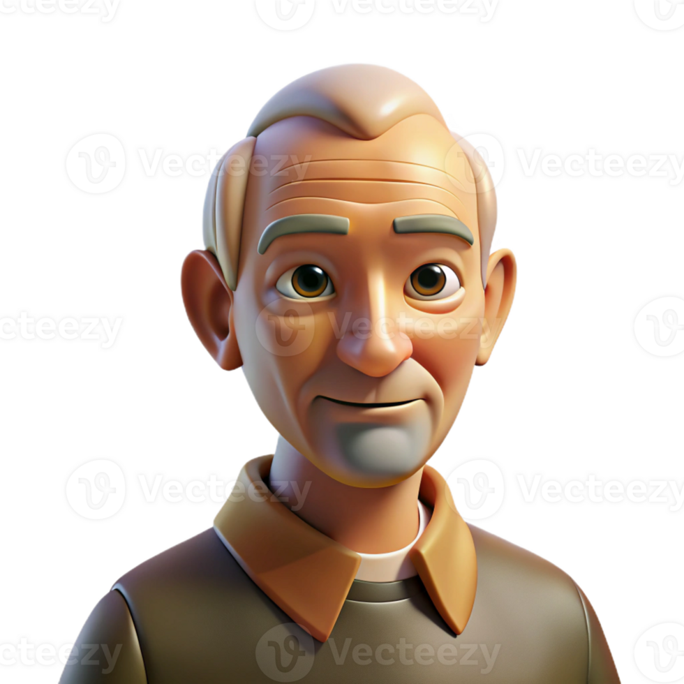 wonderful abstract Portrait of an elderly man with a wise, gentle expression, lit by soft, golden light, in a classical painting style high quality png