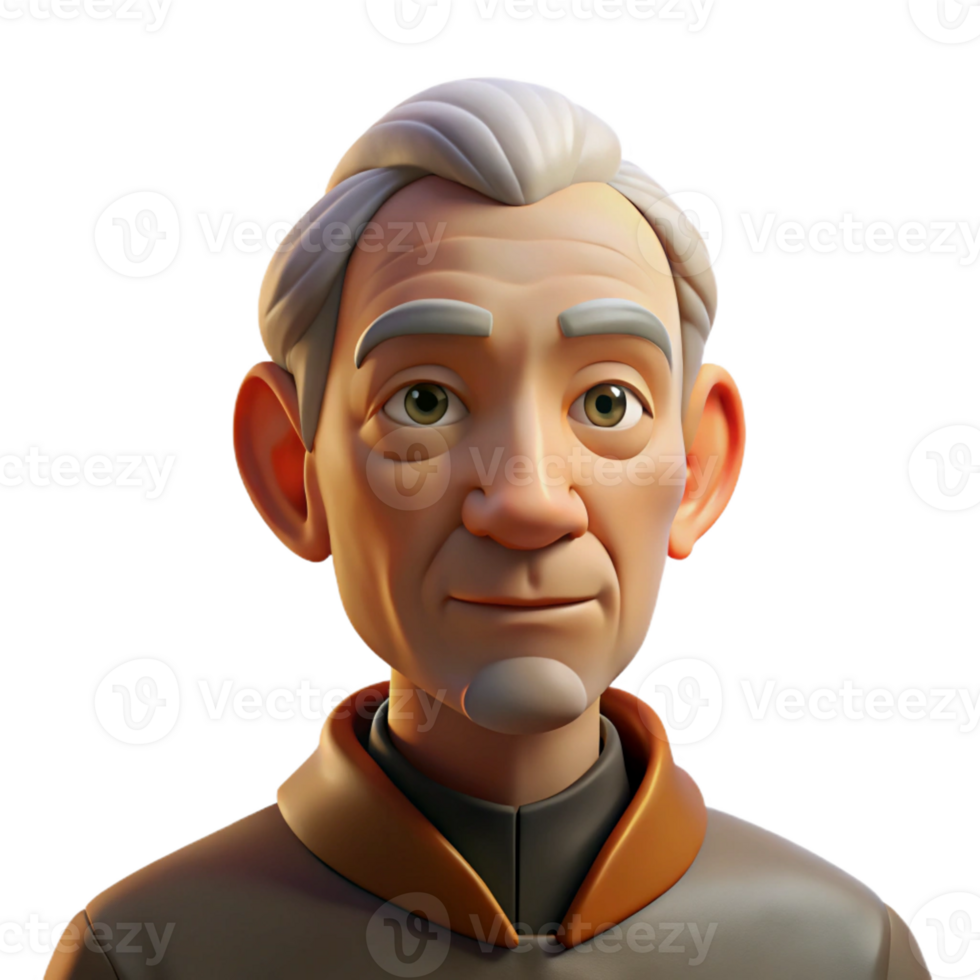 magnificent vintage Portrait of an elderly man with a wise, gentle expression, lit by soft, golden light, in a classical painting style professional png