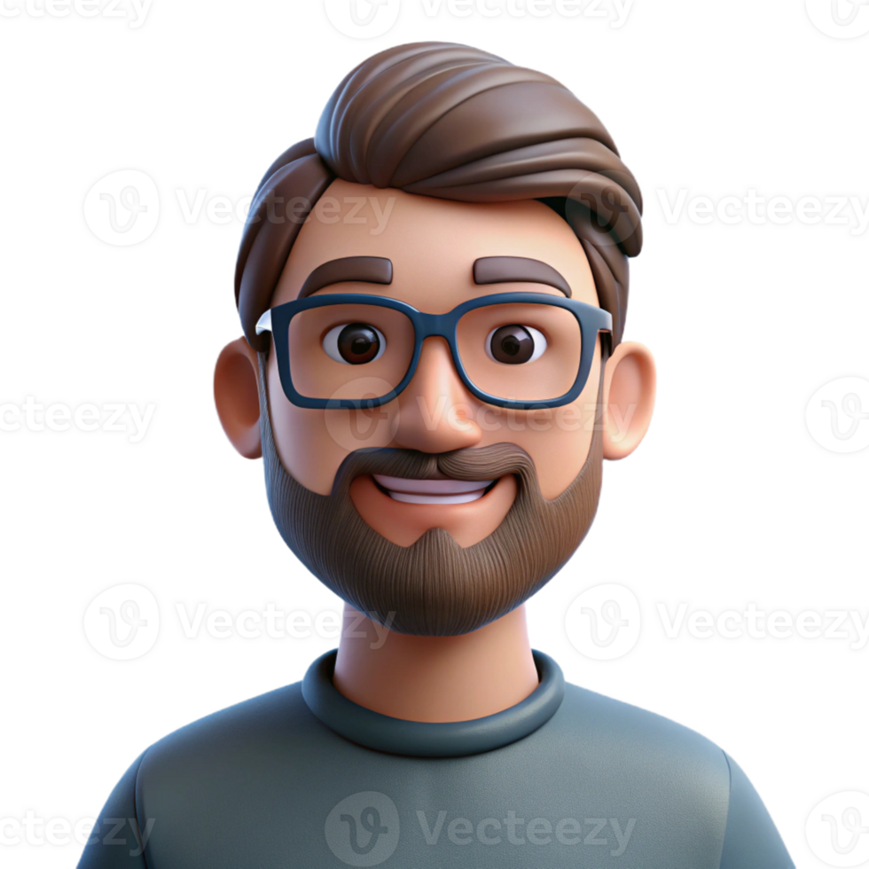 extraordinary modern Portrait of a man with a beard and glasses, illuminated by soft, natural light, in a contemporary photographic style professional png