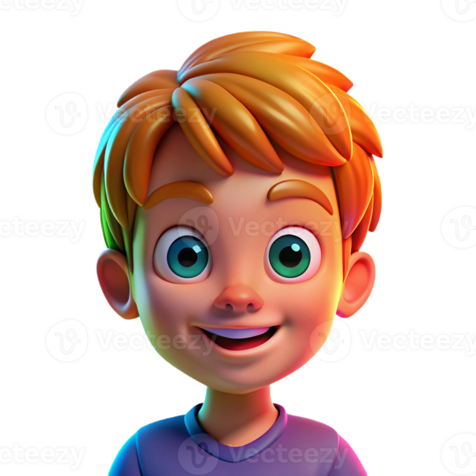 dramatic minimalist Portrait of a child with bright, curious eyes and a playful expression, lit by colorful, dynamic lighting, in a children's book illustration style genuine png