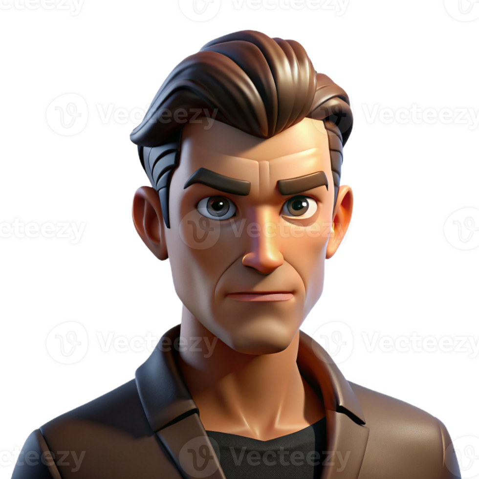 extraordinary artistic Portrait of a man with a strong jawline and a confident expression, lit by dramatic chiaroscuro lighting, in a graphic novel style professional png
