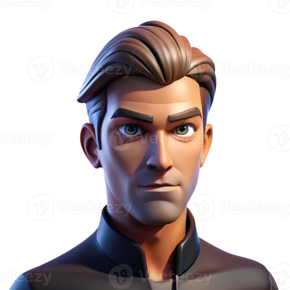serene artistic Portrait of a man with a strong jawline and a confident expression, lit by dramatic chiaroscuro lighting, in a graphic novel style premium png
