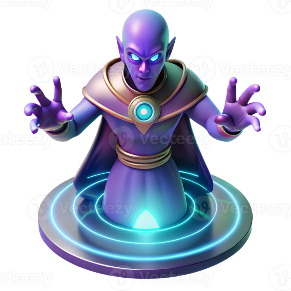 impressive rustic A powerful psychic projecting a holographic image of a looming cosmic entity. Intense lighting, fantasy style authentic png