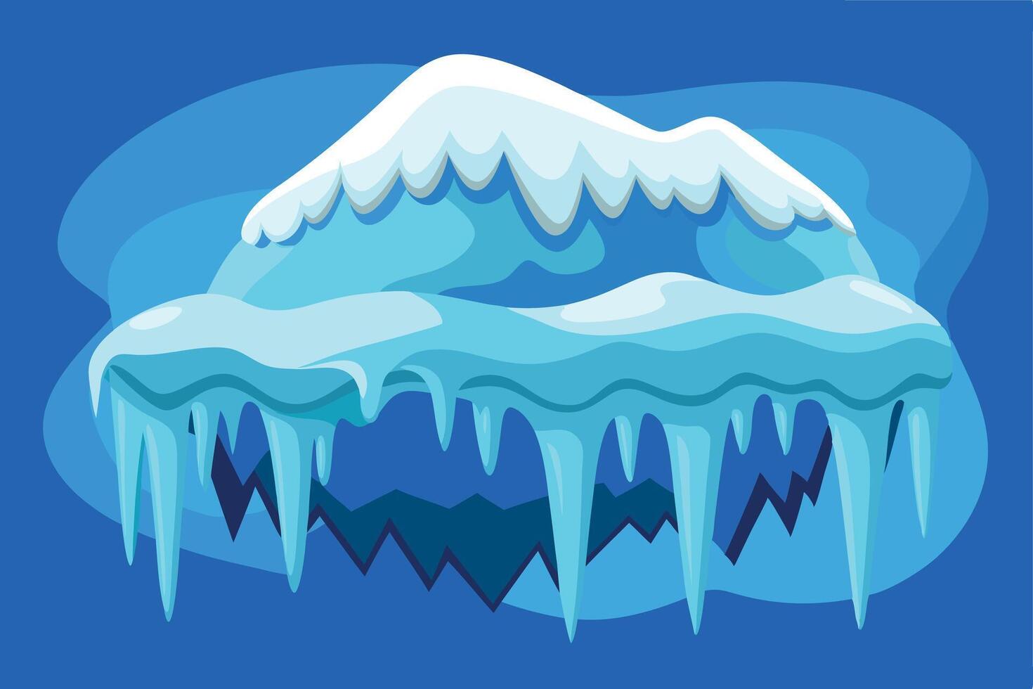 A cartoon illustration of an icy mountain with icicles. vector