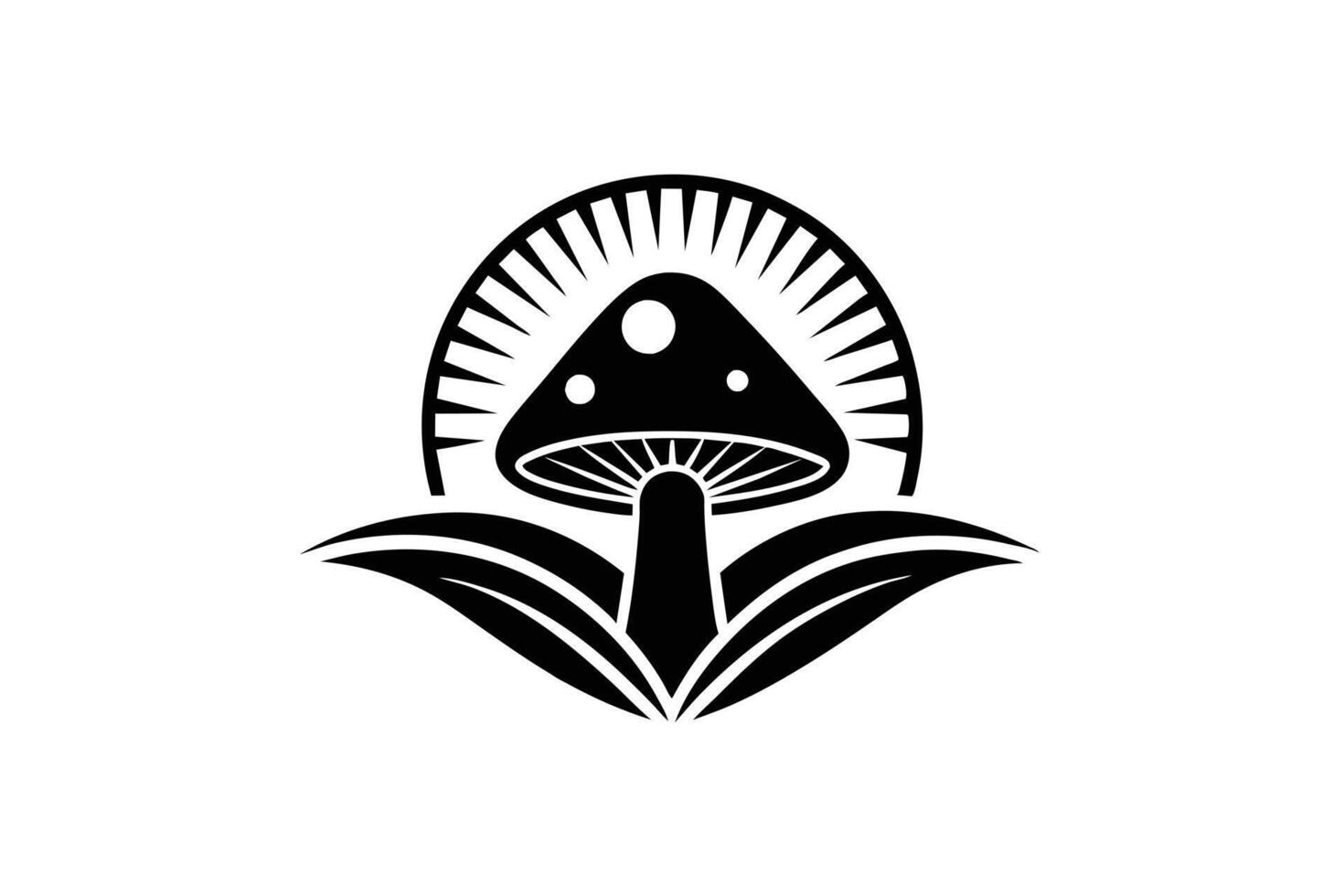 Elegant Black and White Mushroom Logo Design vector