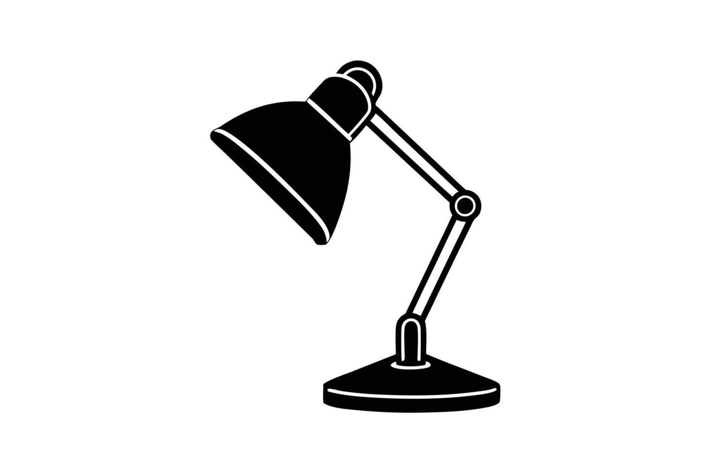 Simple black and white desk lamp icon vector