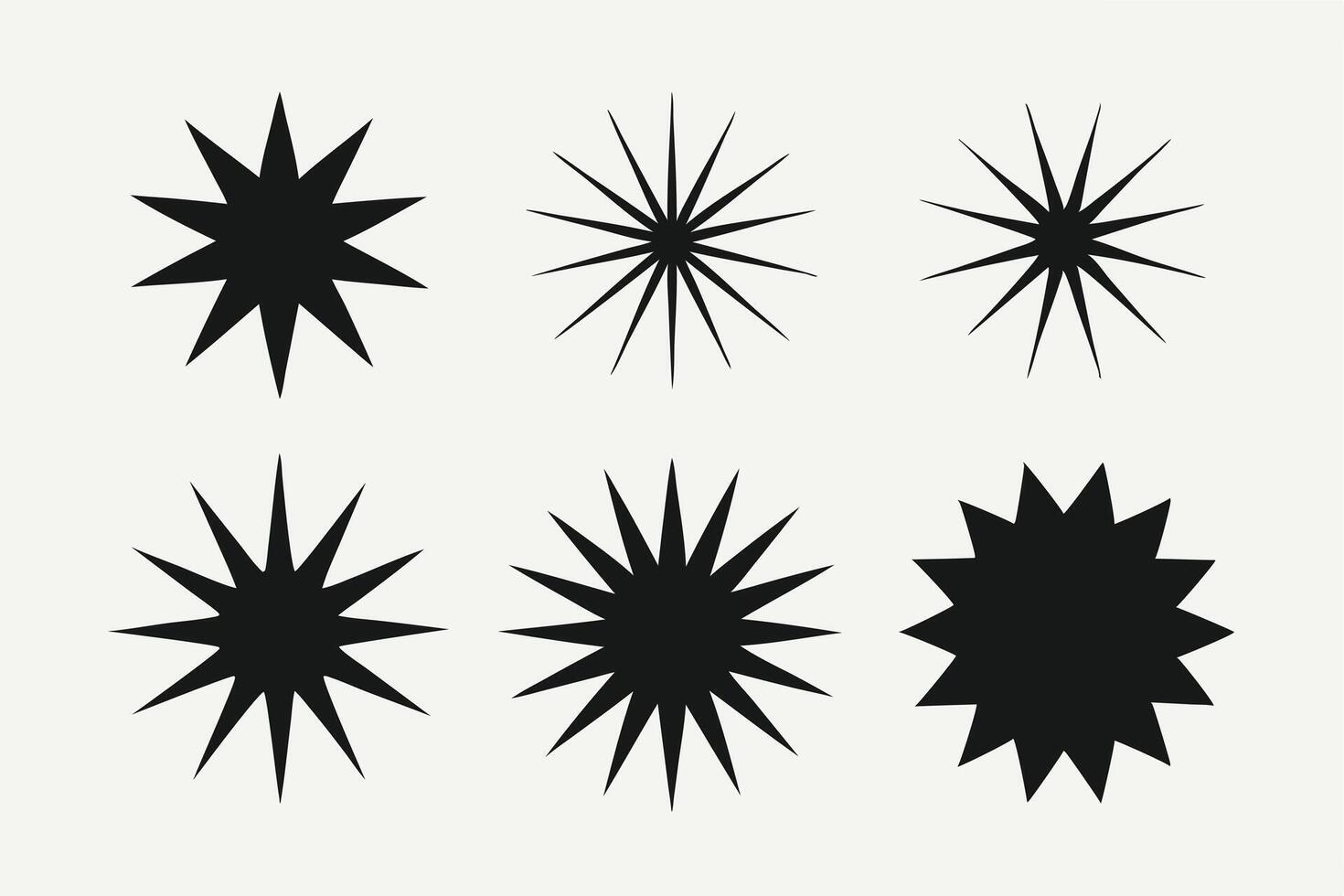 Six stylized starburst icons for graphic design vector