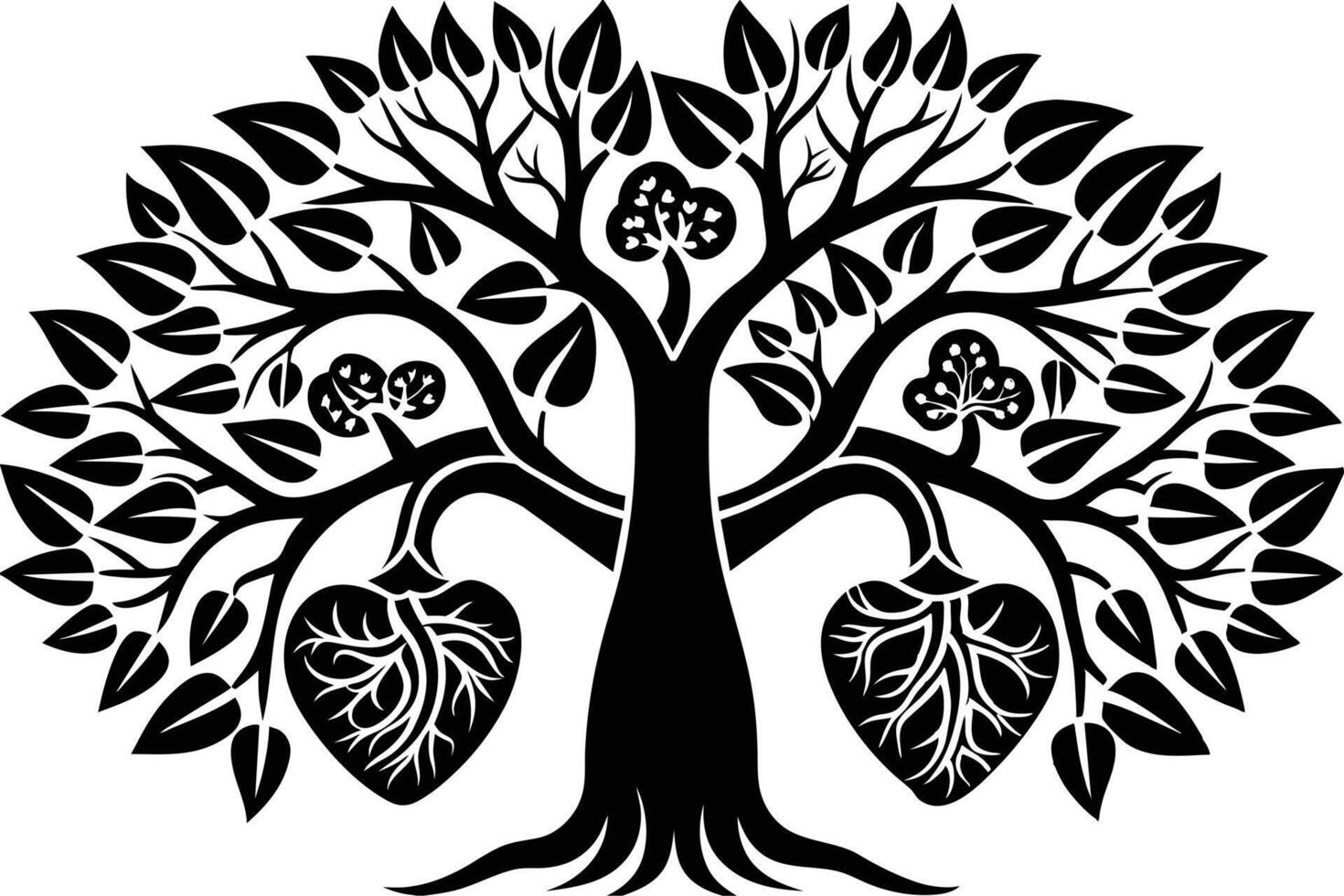 A ornate Tree of Life Design in Monochrome vector