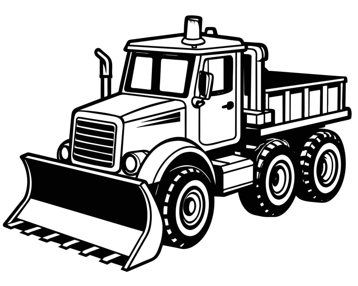 Bold Line Drawing of a Heavy-Duty Snow Plow Truck vector