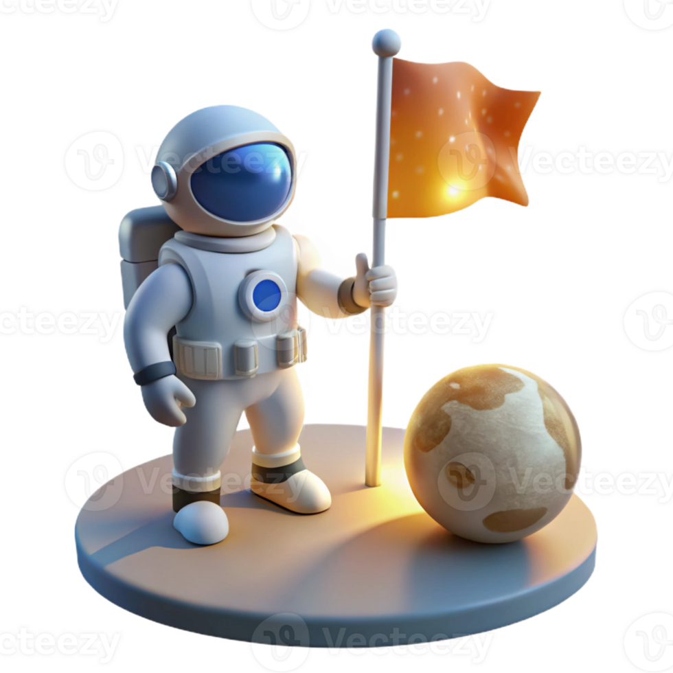 beautiful classic A lone astronaut planting a flag on a newly discovered planet, under the harsh glare of a distant sun. Bright lighting, realistic style original png