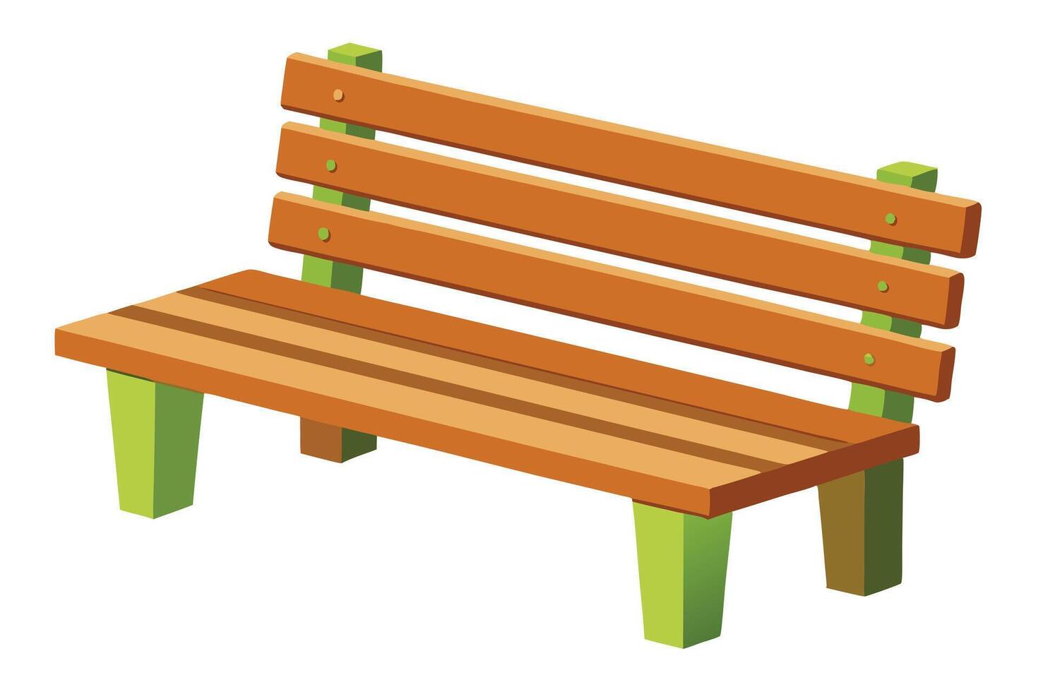 A colorful Cartoon Illustration of a Wooden Park Bench vector