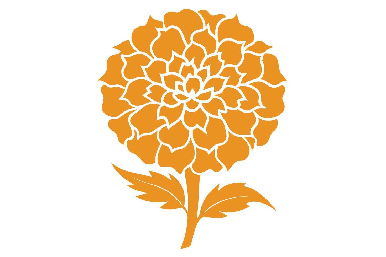 Ornate Orange Marigold Silhouettes for Design Projects vector