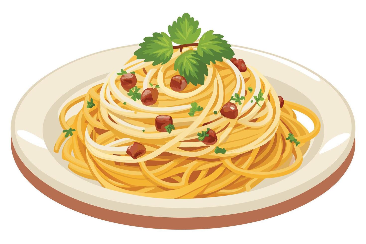 Delicious Spaghetti Carbonara Dish Ready to Eat vector