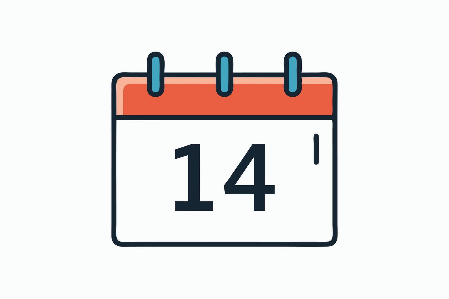 Simple calendar icon displaying date 14 vector