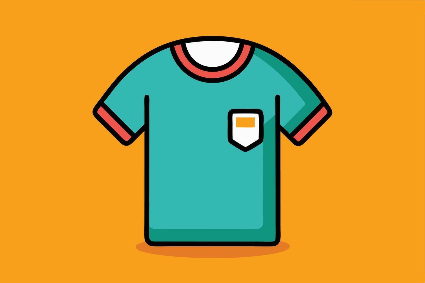 Flat Illustration of a Teal Short-Sleeved T-Shirt with a Pocket vector