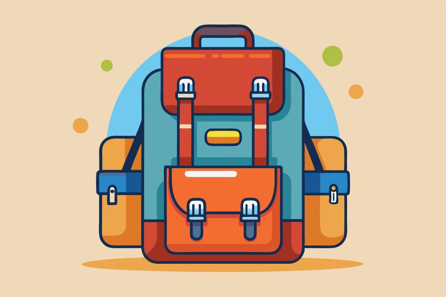 A colorful Flat Design of a Stylish Hiking Backpack vector