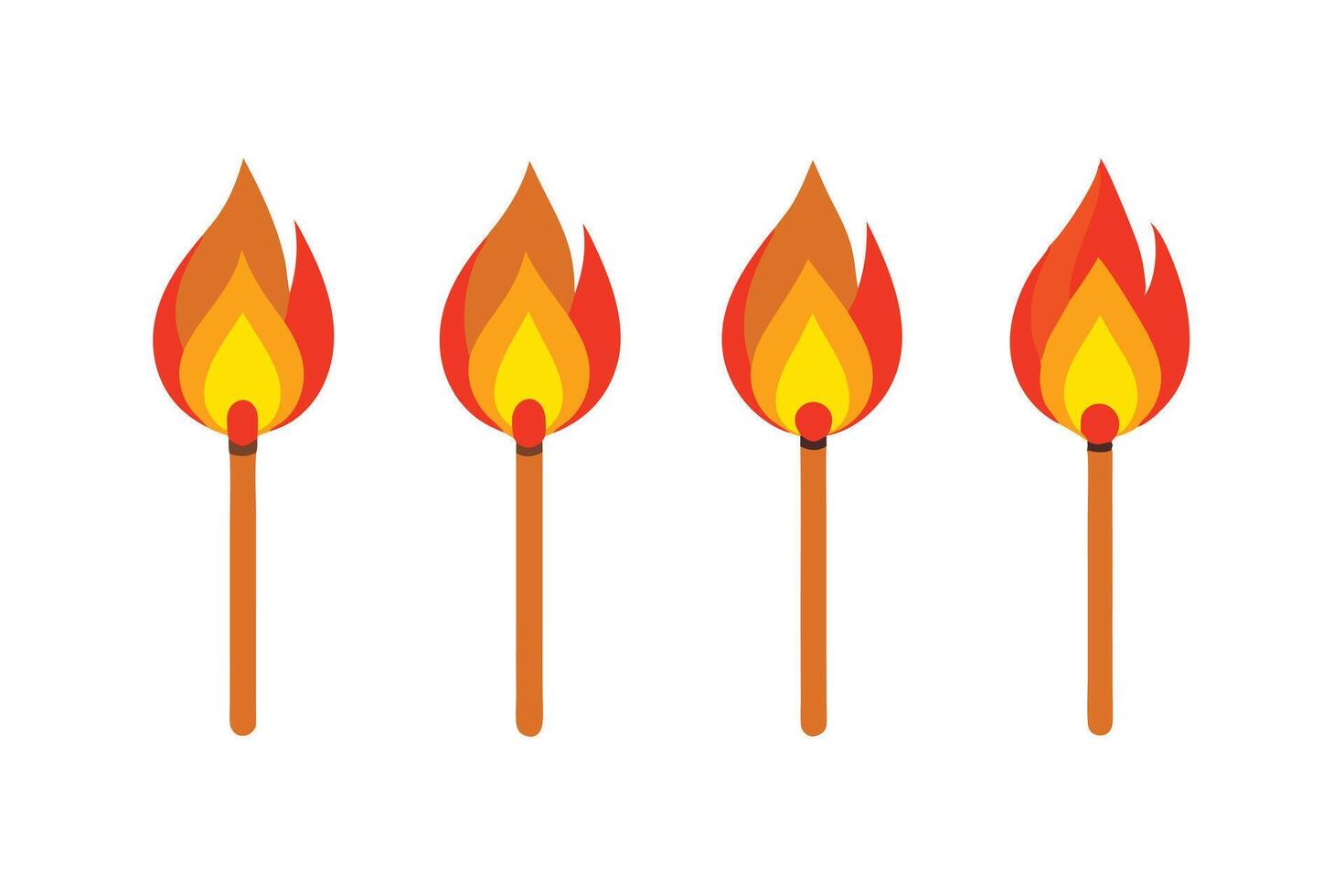 A four Lit Matches with Flames, Ready to Ignite vector