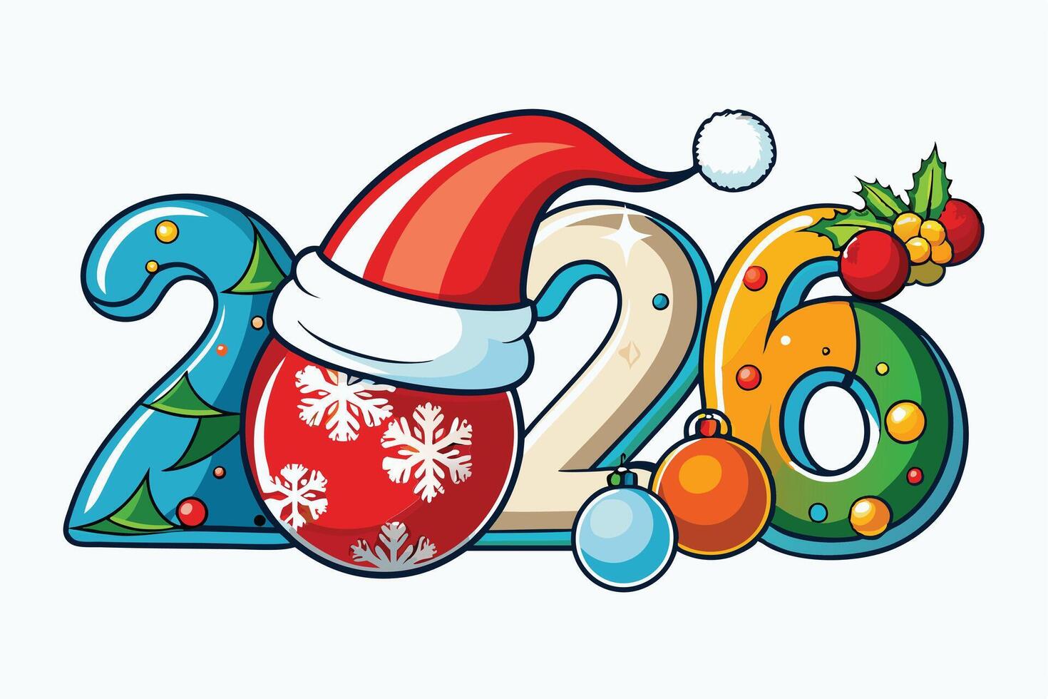 Festive 2026 New Year's Design with Christmas Decorations vector