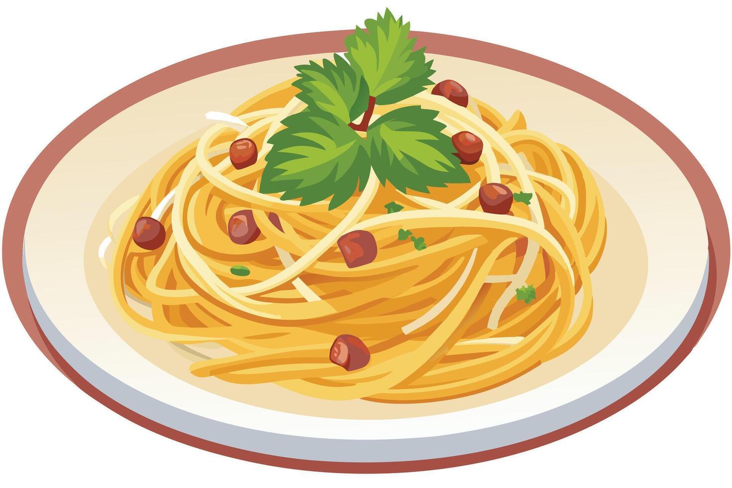 A delicious Spaghetti Carbonara Dish Ready to Eat vector