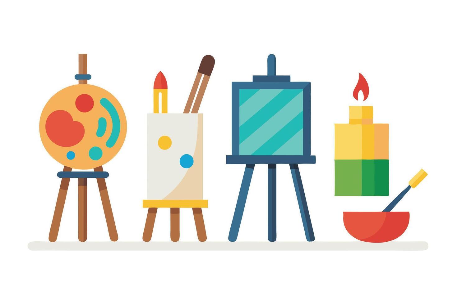 A colorful Flat Art Supplies Illustration for Educational Resources vector