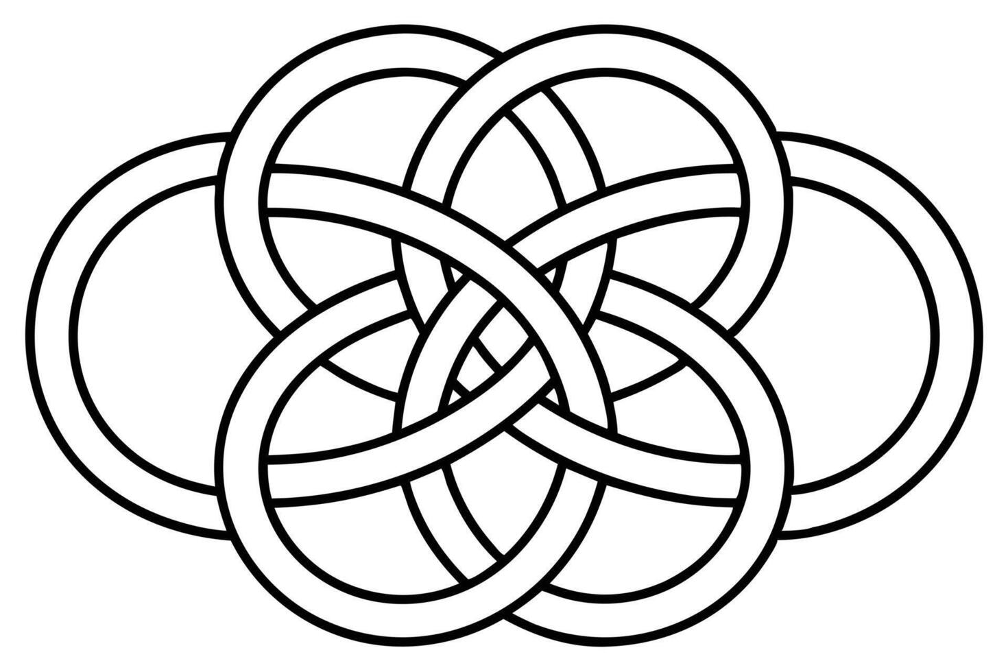 Intricate Black Line Design of Intertwined Circles vector