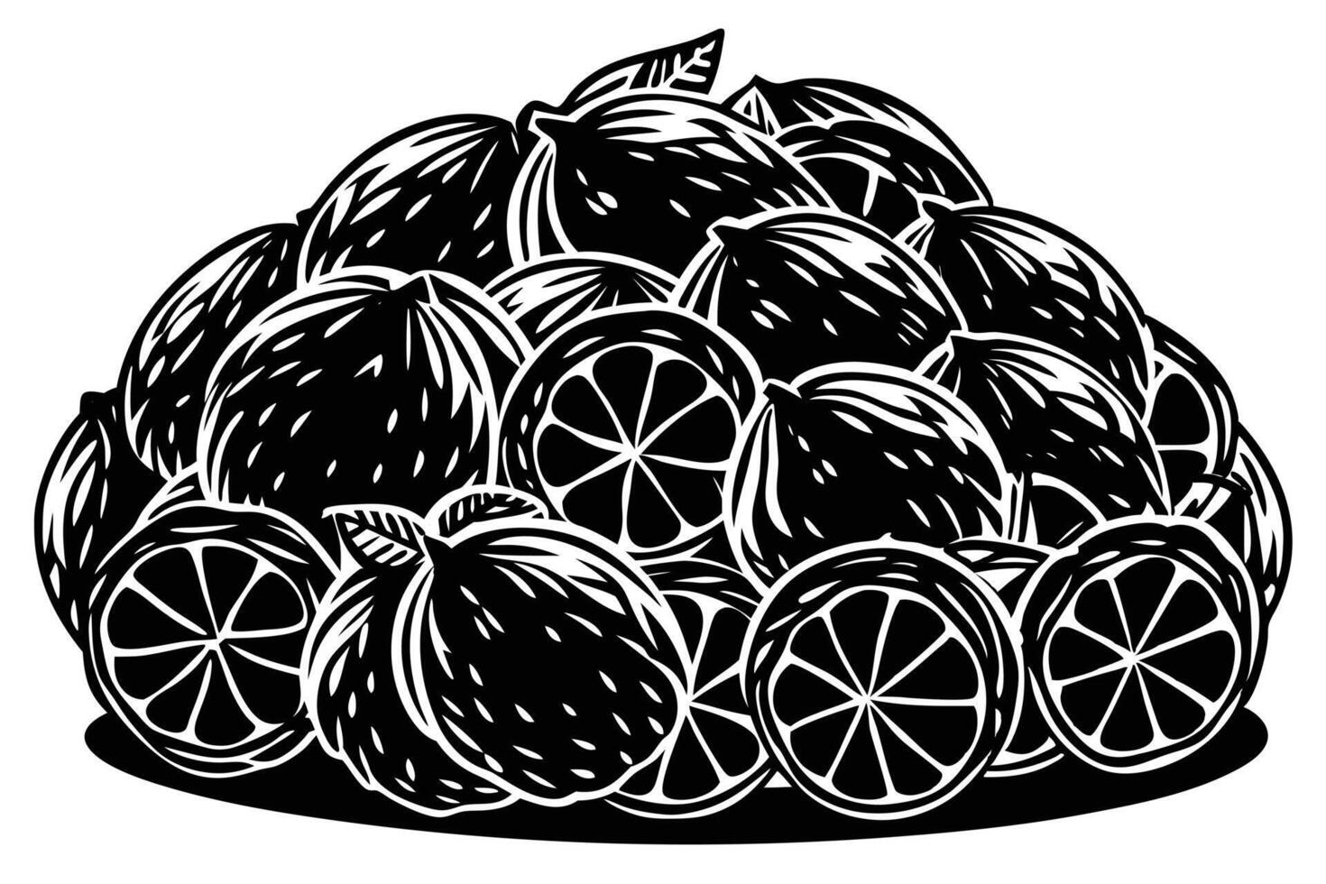 A vibrant depiction of a pile of fresh lemons. vector