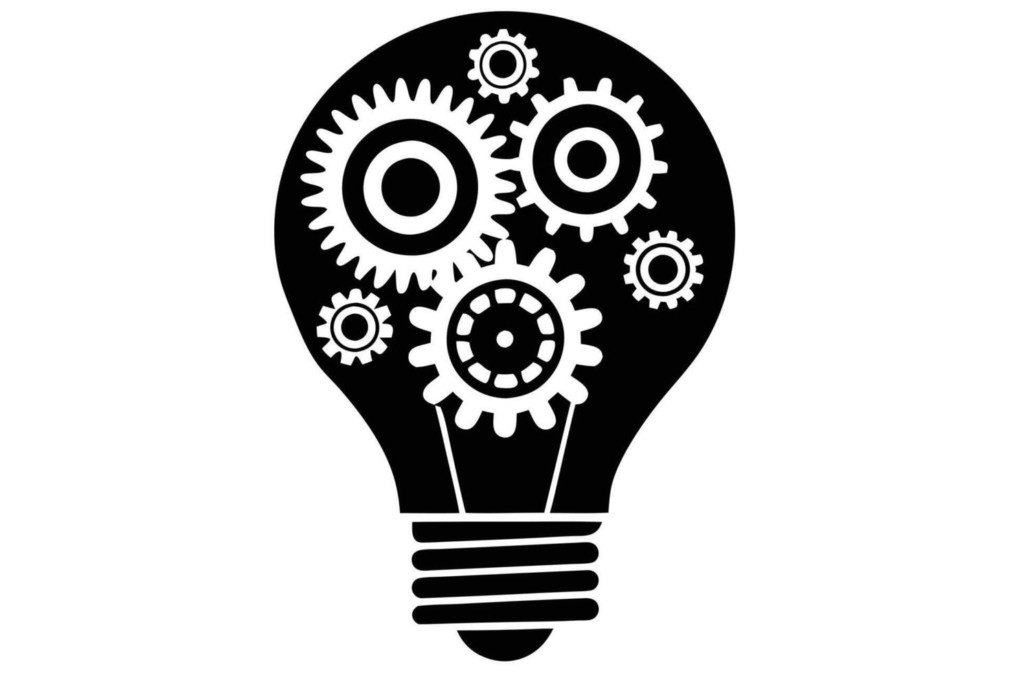 A innovative Idea Icon with Gears Inside a Lightbulb vector