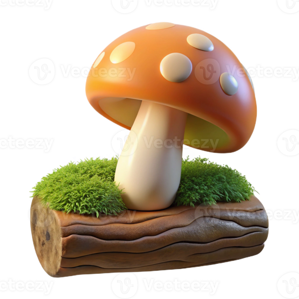elegant creative A mushroom growing on a moss-covered log, soft, diffused lighting, macro photography style high quality png
