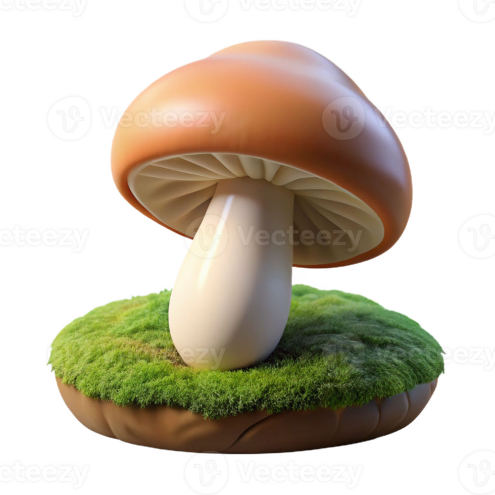 dramatic rustic A mushroom growing on a moss-covered log, soft, diffused lighting, macro photography style detailed png