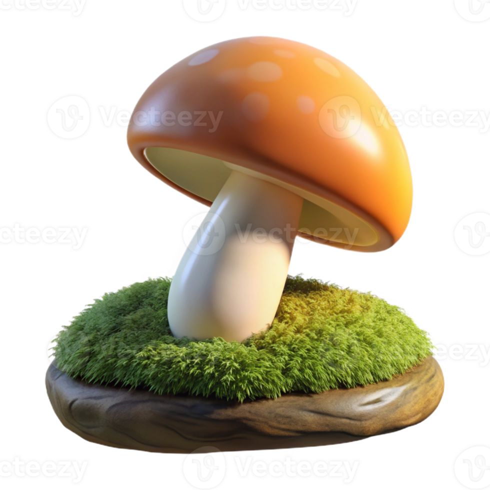 elegant modern A mushroom growing on a moss-covered log, soft, diffused lighting, macro photography style original png