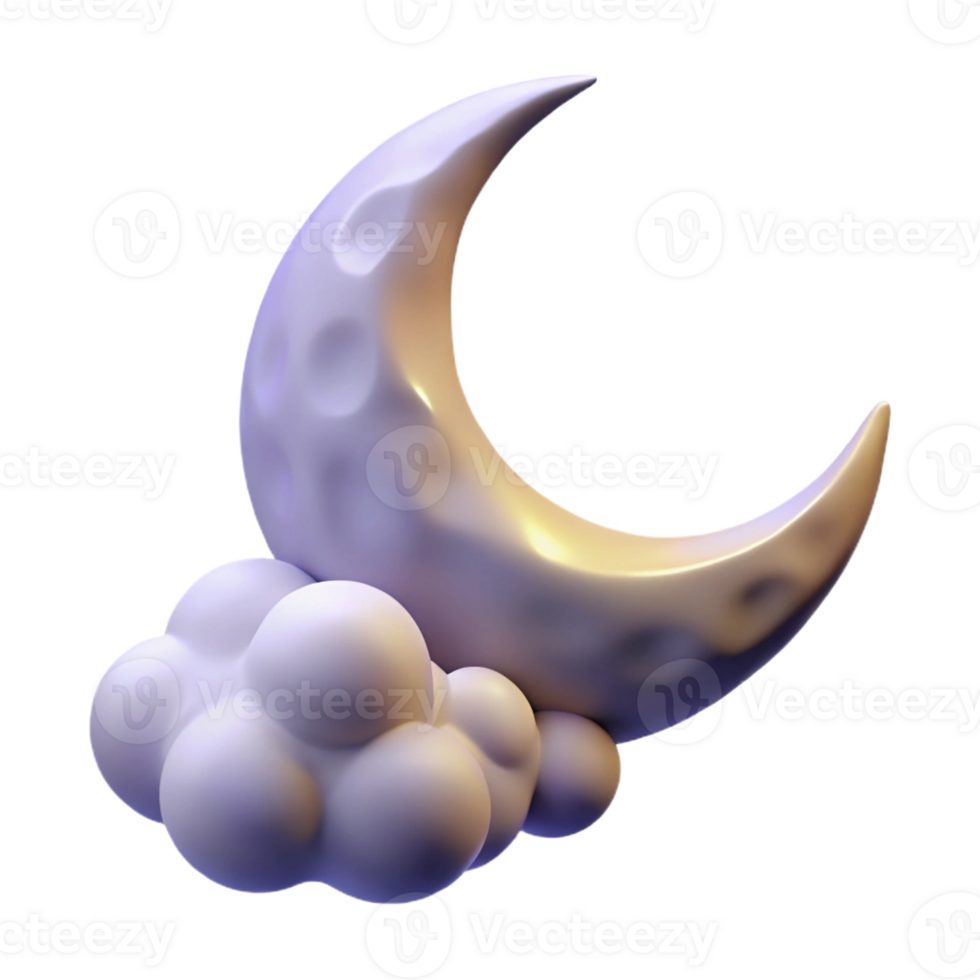 impressive rustic A crescent moon shining through wispy clouds, dark blue sky, ethereal style original png
