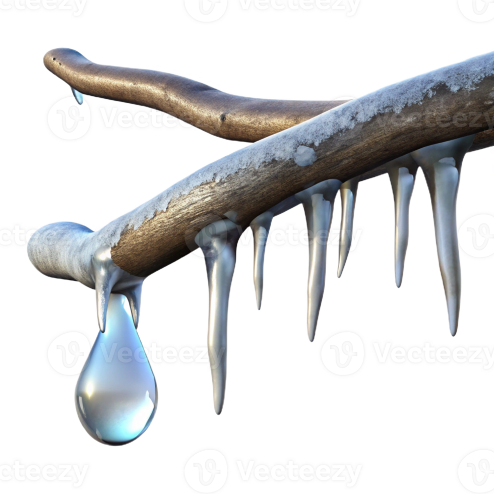 impressive vintage An icicle hanging from a branch, glistening in the sunlight, wintery scene, photographic style high resolution png