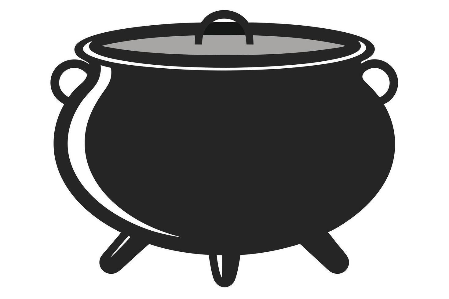 A cartoon Illustration of a Large Black Cauldron vector