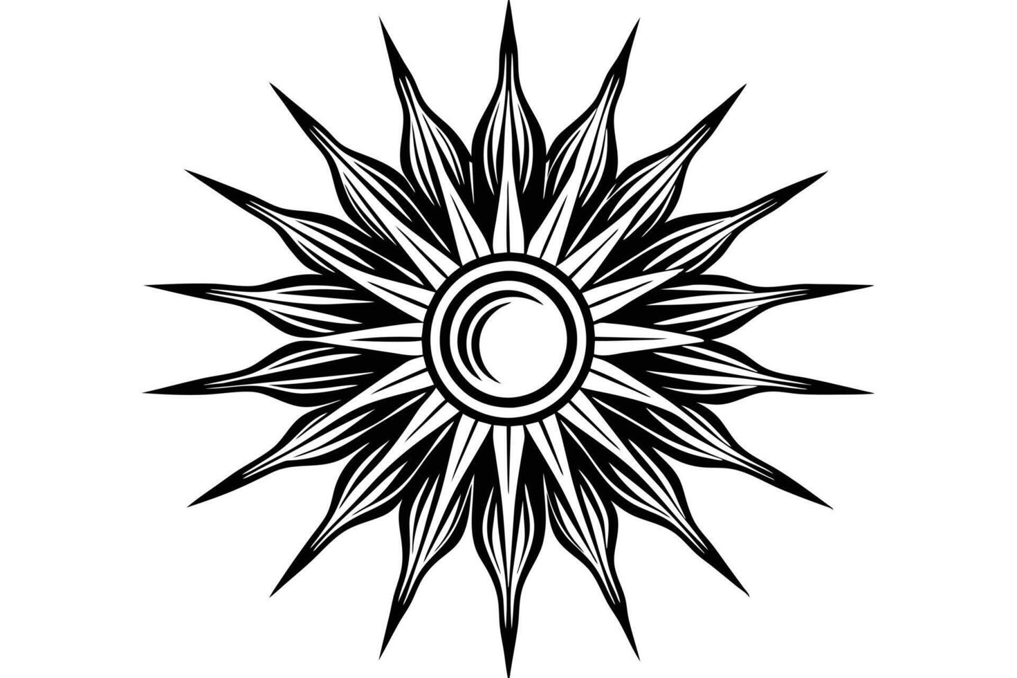 Ornate Sunburst Design for Tattoo or Print vector